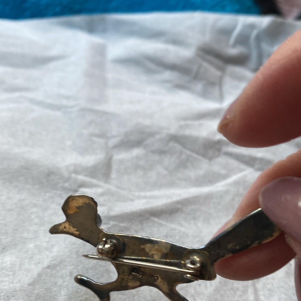 Handcrafted Bronze Bird pin with Turquoise Accents - Picture 2 of 4